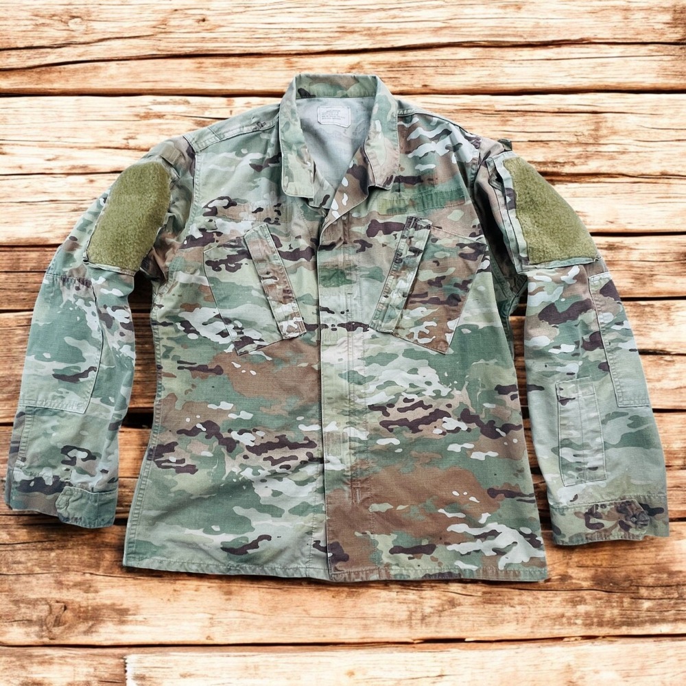 Military 3 Color Camo Shacket Adult Small Ripstop Full Zip Front/ Pockets